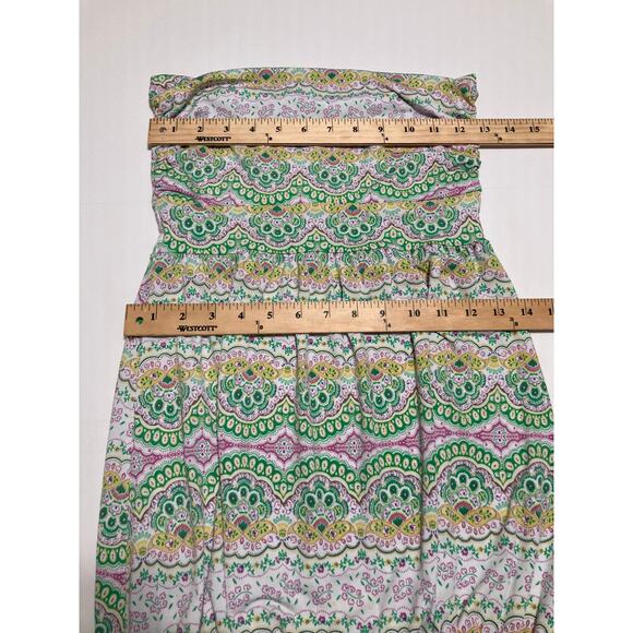 Veronica M Women's Strapless Mini Dress Small Paisley Multicolor Green A Line - Picture 3 of 7